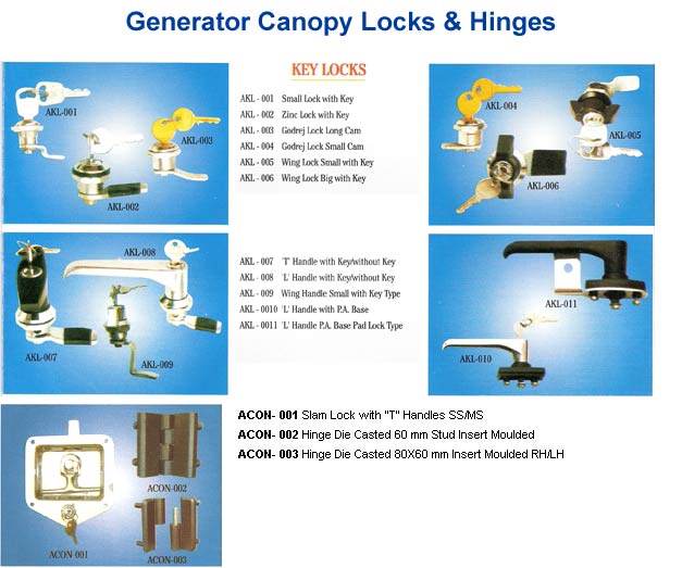 Generator Canopy Locks and Hinges